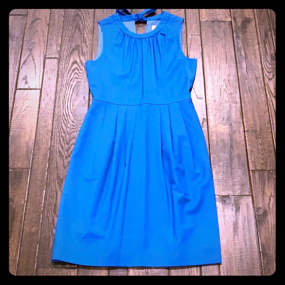 J. Crew Teal Dress With Pockets and Bow Size 4
